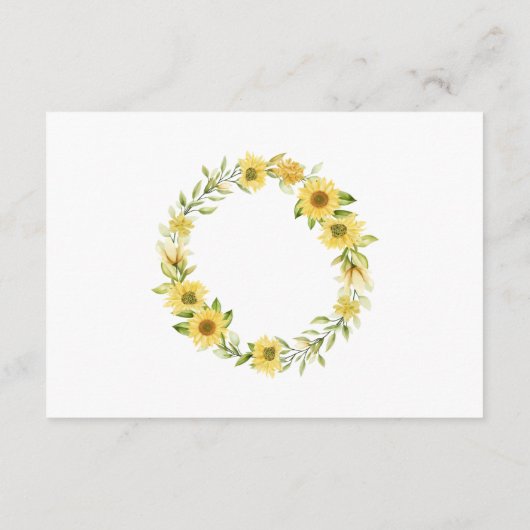ヒマワリ表示ブライダルウェディングシャワー エンクロージャーカード (裏面)
