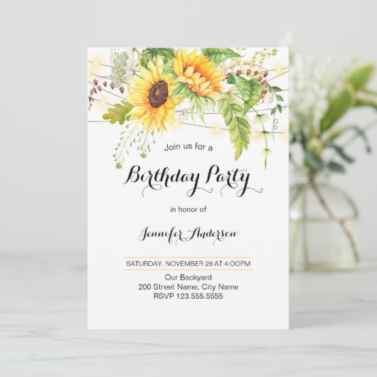 ヒマワリ誕生日 招待状 (スタンド正面)