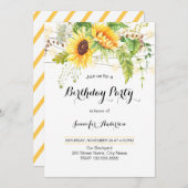 ヒマワリ誕生日 招待状 (正面/裏面)