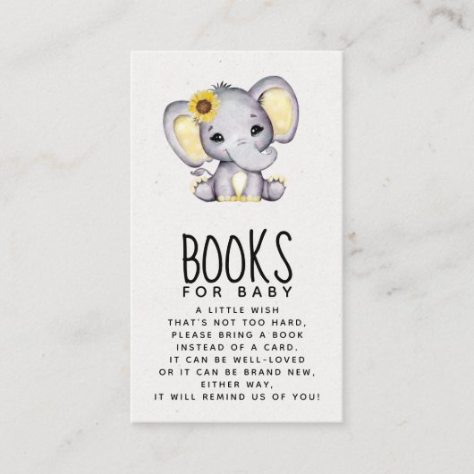 ヒマワリ象の赤ちゃんシャワーベビー エンクロージャーカード (正面)