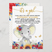 ヒマワリ象バタフライシャワー 招待状 (正面/裏面)