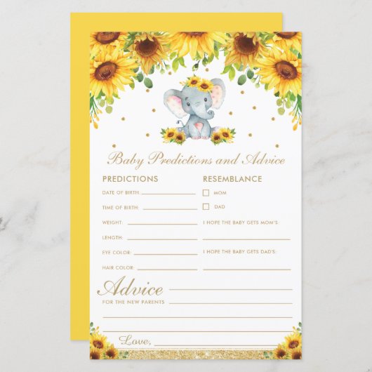 ヒマワリ象ベビー予測とアドバイス (正面/裏面)