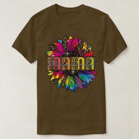 ヒマワリ賛美ママヒョウTee母の日M Tシャツ (デザイン正面)