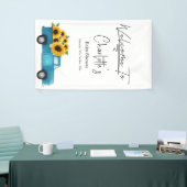 ヒマワリ赤ちゃんシャワー付き水色トラック 横断幕 (トレードショー)