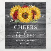 ヒマワリ赤バラのテンプレートを愛す結婚る応援 ワインラベル (シングルラベル)