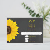 ヒマワリ赤褐色の田舎結婚式RSVP c 出欠カード (スタンド正面)