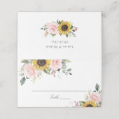 ヒマワリ赤面ピンク結婚フローラ座席表 プレイスカード (外部開封)