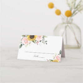 ヒマワリ赤面ピンク結婚フローラ座席表 プレイスカード