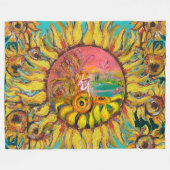 ヒマワリ遊のファンタジーフローラ フリースブランケット (正面(横))