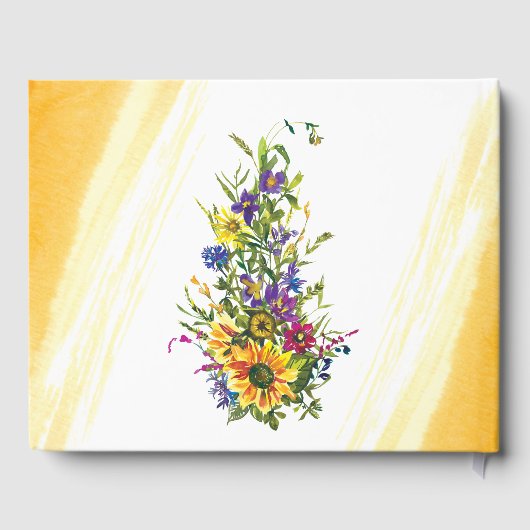 ヒマワリ野の花イエローブルー緑結婚園 ゲストブック (裏面)