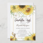 ヒマワリ金ゴールドグリッター卒業パーティー 招待状 (正面)