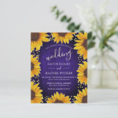 ヒマワリ金ゴールドドットブルーウッド結婚式招待状 (スタンド正面)