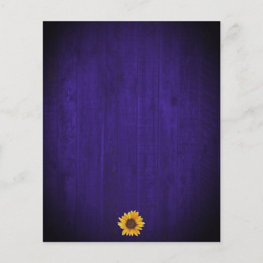 ヒマワリ金ゴールドドットブルーウッド結婚式招待状 (裏面)