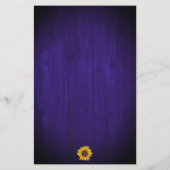 ヒマワリ金ゴールドドットブルーウッド結婚式招待状 (裏面)