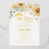 ヒマワリ金ゴールドバタフライミスカンスキンセアニェラ 箔招待状 (正面)