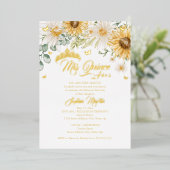 ヒマワリ金ゴールドバタフライミスカンスキンセアニェラ 箔招待状 (立ち正面)