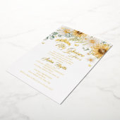 ヒマワリ金ゴールドバタフライミスカンスキンセアニェラ 箔招待状 (回転した状態)