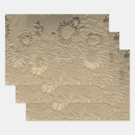 ヒマワリ金ゴールドフローラシックデザインデコパージュ ラッピングペーパーシート