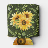 ヒマワリ離れアハーブ水彩模様 缶クーラー (裏面)