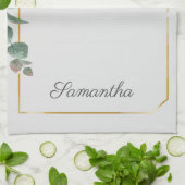 ヒマワリ離れユーカリス文字モノグラム キッチンタオル (折り畳み)