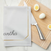 ヒマワリ離れユーカリス文字モノグラム キッチンタオル (四つ折り)