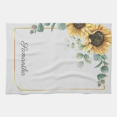 ヒマワリ離れユーカリス文字モノグラム キッチンタオル (横)