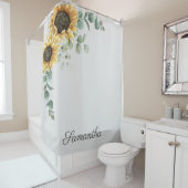 ヒマワリ離れユーカリス文字モノグラム シャワーカーテン (インサイチュ)