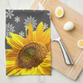 ヒマワリ雪片キッチンタオル キッチンタオル (四つ折り)