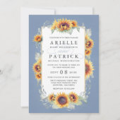 ヒマワリ青水色素朴主結婚題 招待状 (正面)