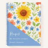 ヒマワリ青花模様レシピ ノートブック (正面)