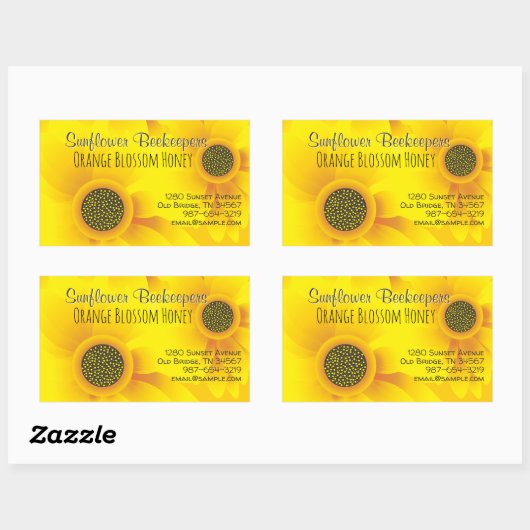 ヒマワリ養蜂家ハニージャー長方形シール 長方形シール (シート)