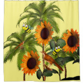 ヒマワリ鳥（昆虫）マルハナバチシャワーカーテン シャワーカーテン (正面)