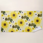 ヒマワリ黄熱帯フローラ ビーチタオル (正面)