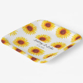 ヒマワリ黄白色の花柄 ペーパープレート (傾斜あり)