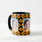 ヒマワリ黄色のフォトチャイルドブラック マグカップ (正面左)