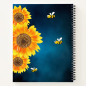 ヒマワリ黄色のミツバチの青空の名前 ノートブック (裏面)