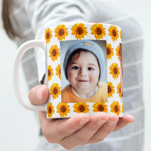 ヒマワリ黄色の写真の子供 コーヒーマグカップ