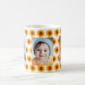 ヒマワリ黄色の写真の子供 コーヒーマグカップ (中央)