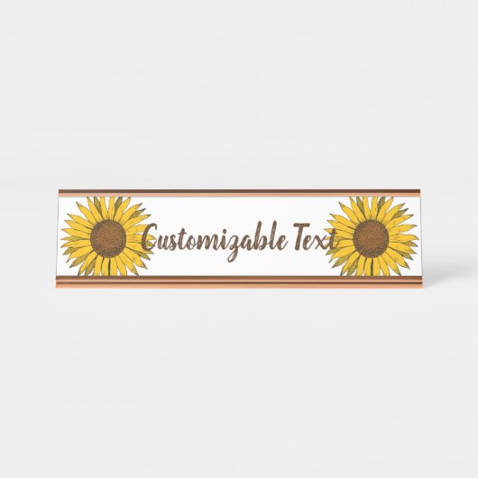 ヒマワリ黄色の花 デスクネームプレート (正面)
