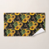 ヒマワリ黄色の黒いミツバチの花束 バスタオルセット (ハンドタオル)