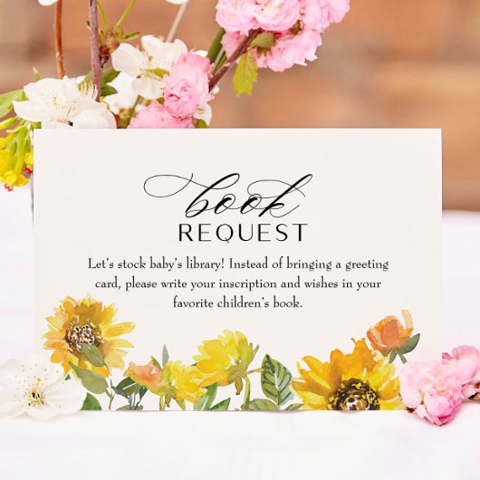 ヒマワリ黄色フローラブックベビー挿入カード ノートカード