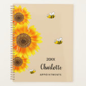ヒマワリ黄色ベージュのハチの名前 プランナー手帳 (正面)