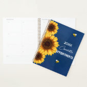 ヒマワリ黄色ミツバチ青空の名前プランナー プランナー手帳 (ディスプレー)