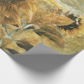 ヒマワリ黄色ヴィンテージの国フローラテクスチャ ラッピングペーパー (角)