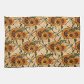 ヒマワリ黄褐色トンボ類フローラ キッチンタオル (横)