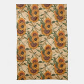 ヒマワリ黄褐色トンボ類フローラ キッチンタオル (縦)