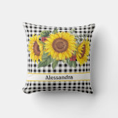 ヒマワリ黒イチョウパーソナライズされたム クッション (正面)