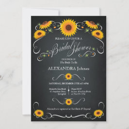 ヒマワリ黒板フローラブライダルシャワーヴィンテージ 招待状