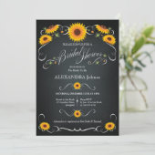 ヒマワリ黒板フローラブライダルシャワーヴィンテージ 招待状 (スタンド正面)