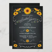 ヒマワリ黒板フローラブライダルシャワーヴィンテージ 招待状 (正面/裏面)